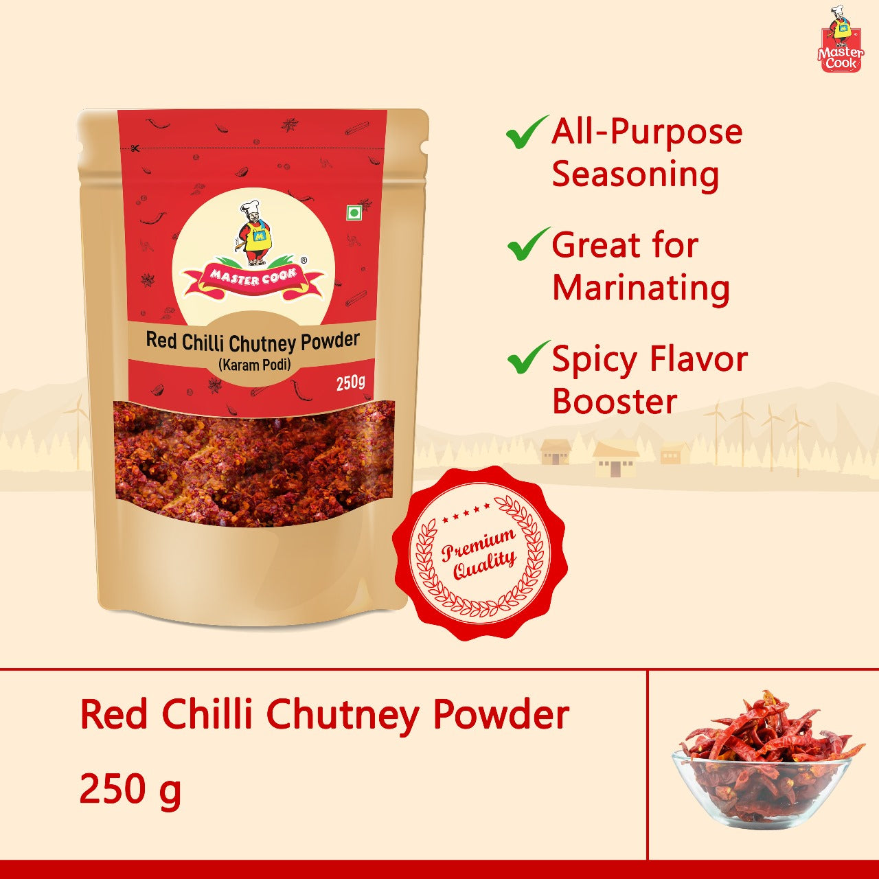 Red Chilli Chutney Powder- 250 grams