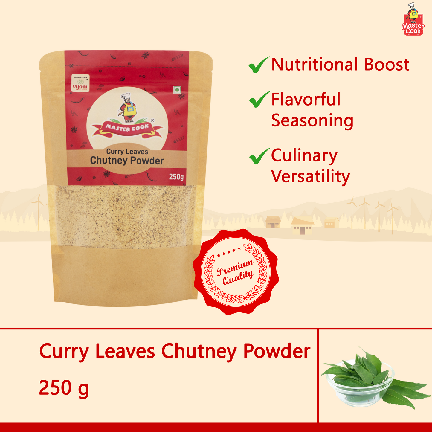 Curry Leaves Chutney Powder - 250 grams